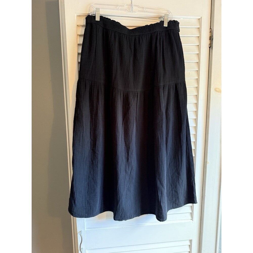 Universal Thread Skirt XL Black Gauze Tiered Midi cotton Boho Cottagecore Witchy